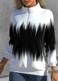 Zipper Ombre  Long Sleeve Sweatshirt