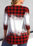 Red Criss Cross Snowman Print Long Sleeve T Shirt