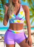 Tie Dye Print Three-piece Tankini Set