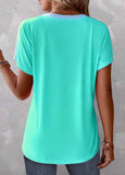 Button V Neck T Shirt