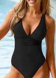 Ginger Ribbed & Ruched One-Piece  Swimsuit