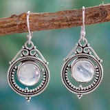 Silvery White Round Detail Metal Earrings