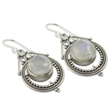 Silvery White Round Detail Metal Earrings