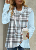 Plaid Long Sleeve Cowl Neck Sweatshirt