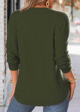 Olive Green Button Long Sleeve Split Neck Sweatshirt