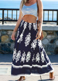 Boho Ornate Front-Tie Maxi Skirt For Vacation