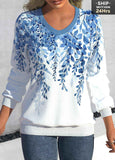 Leaf Print Long Sleeve Sweatshirt