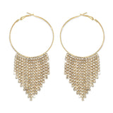 Gold Metal Round Rhinestone Detail Earrings