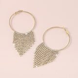 Gold Metal Round Rhinestone Detail Earrings