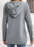 Grey Pocket Zipper Long Sleeve Hoodie