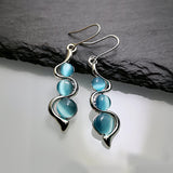 Artificial Zircon Detail Sky Blue Round Earrings