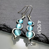 Artificial Zircon Detail Sky Blue Round Earrings