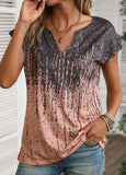 Dusty Pink Grommet Graffiti Print T Shirt