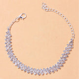 Shinning Silver Rhinestone Detail Alloy Anklet