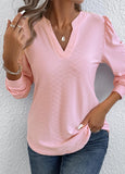 Light Pink Ruched Long Sleeve T Shirt