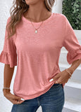 Pink Button Three Quarter Length Sleeve T Shirt