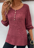 Dark Reddish Purple Button Long Sleeve T Shirt