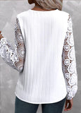 White Lace Long Sleeve V Neck Blouse