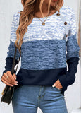 Patchwork Striped Long Sleeve Round Neck Sweatshirt