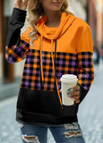 Patchwork Plaid Long Sleeve Hoodie