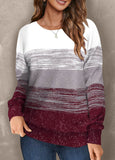 Wine Red Geometric Print Long Sleeve Sweatshirt