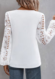 Lace Long Sleeve Asymmetrical Neck Blouse