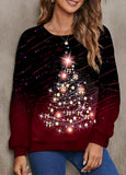 Christmas Print Long Sleeve Round Neck Sweatshirt