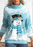 Button Snowman Print Long Sleeve Sweatshirt