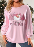 Button Christmas Print Long Sleeve Sweatshirt