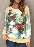 Multi Color Christmas Print Round Neck Sweatshirt