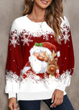 Patchwork Christmas Print Long Sleeve Sweatshirt