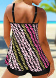 Circular Ring Mid Waisted Multi Color Tankini Set