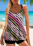 Circular Ring Mid Waisted Multi Color Tankini Set