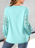 Mint Green Lace Long Sleeve Round Neck Sweatshirt