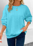 Blue Patchwork Long Sleeve Round Neck Sweatshirt