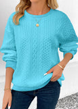 Blue Patchwork Long Sleeve Round Neck Sweatshirt