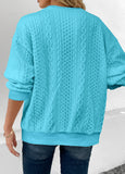 Blue Patchwork Long Sleeve Round Neck Sweatshirt