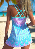 Circular Ring  Geometric Print Swimdress Top