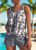 Bowknot Floral Print  Tankini Set