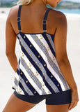 Striped Navy Double Straps Tankini Top