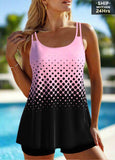 Patchwork Ombre Pink Double Straps Tankini Top