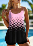 Patchwork Ombre Pink Double Straps Tankini Top