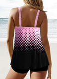 Ombre Patchwork  Double Straps Tankini Top