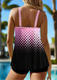 Patchwork Ombre Pink Double Straps Tankini Top