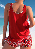 Bowknot Paisley Print Red Tankini Set