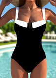 Cut Out Bowknot Black One Piece Swimwear