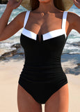 Cut Out Bowknot Black One Piece Swimwear