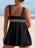 Patchwork  Wide Strap Swimdress Set