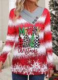 Red Button Christmas Print Long Sleeve T Shirt