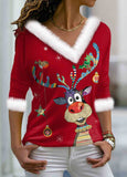 Christmas Casual Jersey Asymmetrical Loose Top